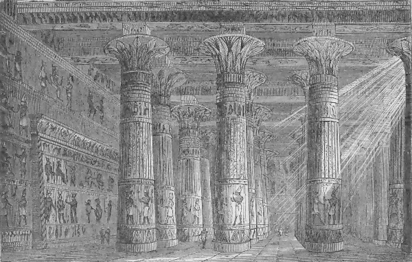 Egyptiläisen temppelin sisus.