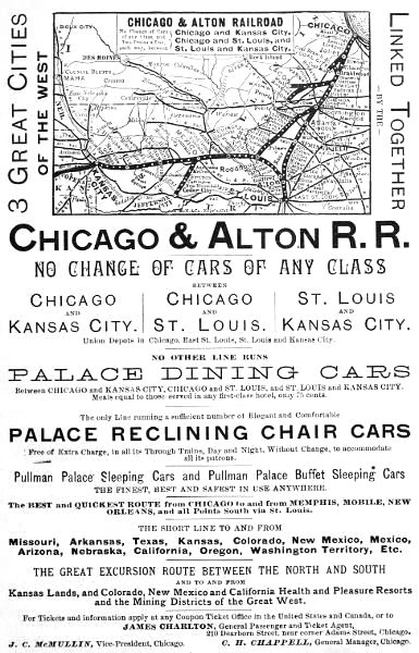 Advert for the Chicago and Alton Railroad
