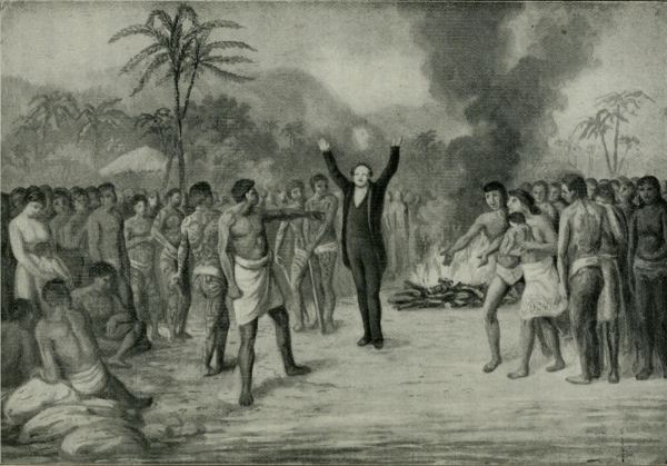 Image: Fire Prepared to Roast the Missionary--Sentenced to Death.