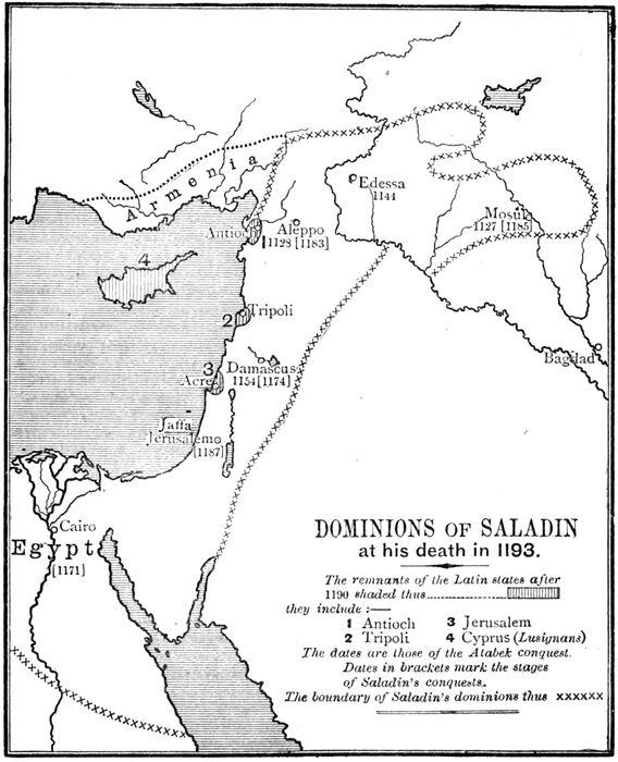 DOMINIONS of SALADIN at his death in 1193